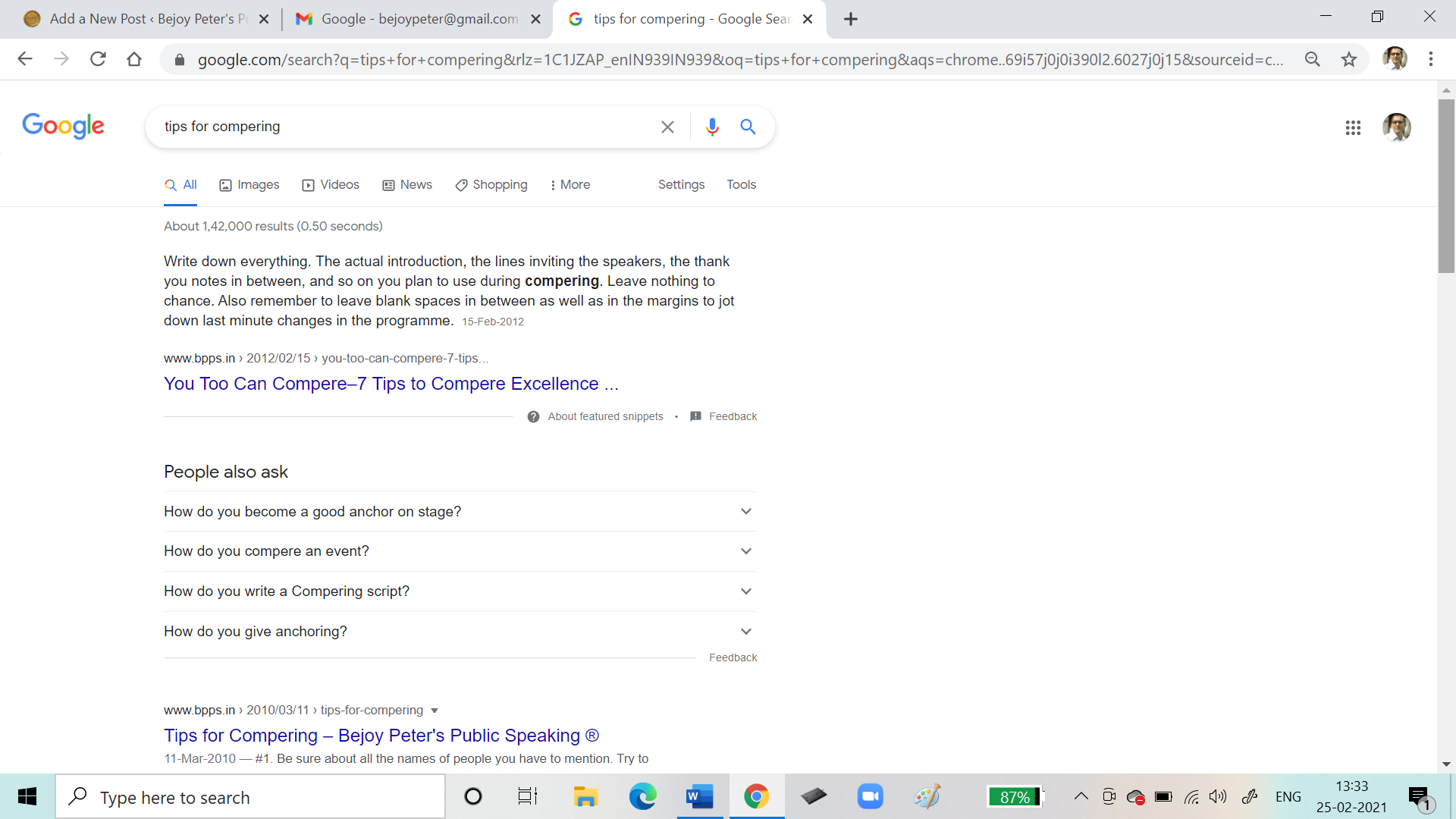 Google Search Page 1 Tips Compering