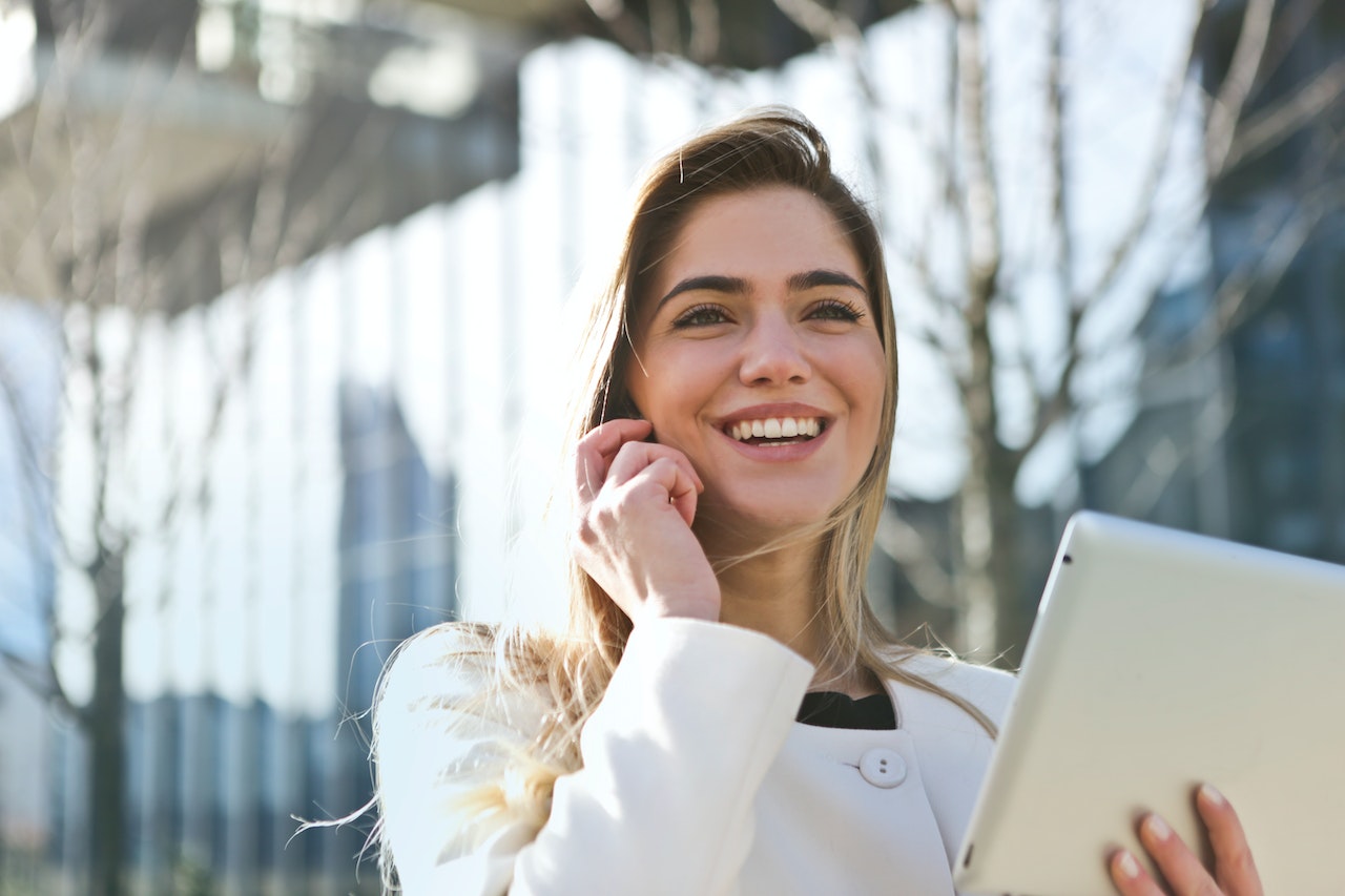 Smiling Woman Computer